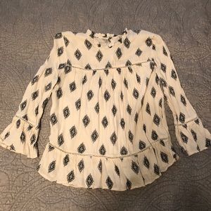 Lucky Brand ruffle hem button back top